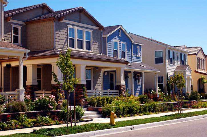 two story suburban homes in a community